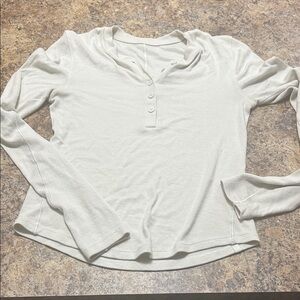 Lululemon Long Sleeve Henley Knit Top in Off-White